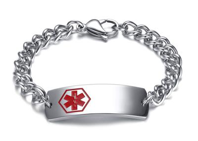 China lujo inoxidable de plata doblado muestra médica de la pulsera de la cuerda de acero de los 21CM para los hombres en venta