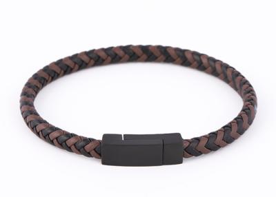 China Men's Simple Titanium Steel Bracelet Leather Braided Vintage Custom Stainless Steel Bracelet Leather Bracelet for sale