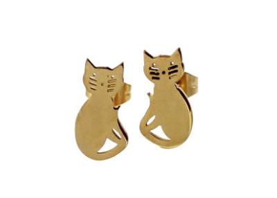 China Mini Cat Surgical Stainless Steel Stud Earrings , Gold Post Earrings for sale