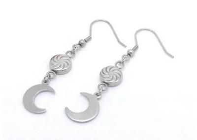 China Ladies Stainless Steel Earrings / Silver Hook Earrings , Sun And New Moon Charms Style for sale