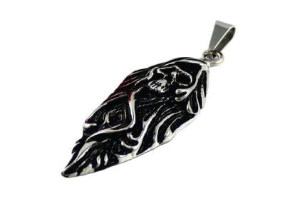 China Two Tone Leaf Shaped Magic Stainless Steel Skull Pendant , Skeleton Pattern for sale