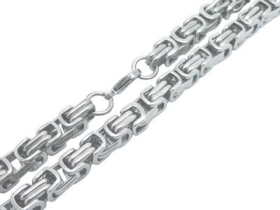 China Antique Solid Stainless Steel Chains Mens Silver Byzantine Chain Necklace for sale