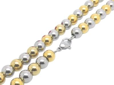 China Three Tone Stainless Steel Ball Chain Necklace Gold Link Chain Fashion Mens Jewelry for sale