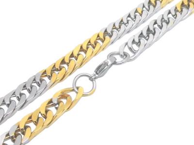 China Two Tone Stainless Steel Chains Curb Cuban Link Chain Gold Silver With Lobster Claw Clasp for sale