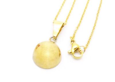 China Sandblasted Circle Gold Ball Charm Pendant Chain Necklace Stainless Steel Jewelry for sale