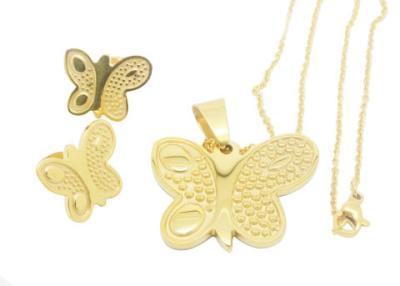 China Butterfly Pendant Necklace Stainless Steel Jewelry Set For Women , Personalized for sale