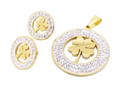 China Cut Out Flower Shaped Stainless Steel Circle Pendant And Stud Earrings Jewelry Set for sale