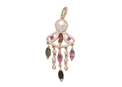 China Zircon Chandelier 925 Sterling Silver Pendants With Clear CZ Fan Shape Hanger for sale