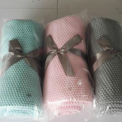 China Best Selling Zero Defect PORTABLE 100% Cotton Combed Baby Seed Stitch Knit Blanket Throw for sale