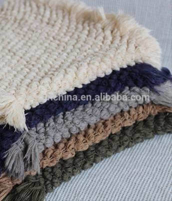 China PORTABLE 100%acrylic faux cashmere bobble knit crochet crochet knit throw blanket with fringe for sale