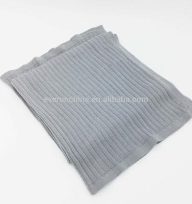 China PORTABLE Five Star Plaid 100% Merino Wool Rib Stripe Knit Throw Blanket for sale