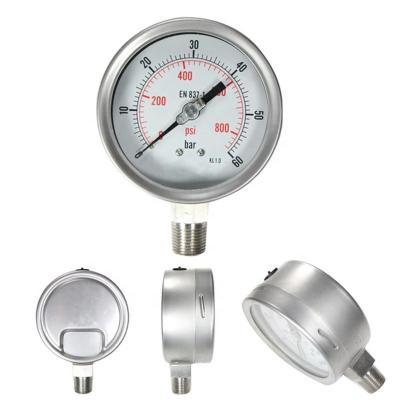 China All Stainless Steel High Quality Mechanical Oil Pressure Gauge With Bottom Connection for sale