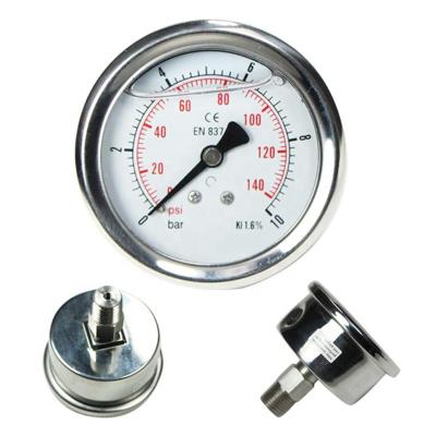 China All stainless steel high quality 50mm all type stainless steel glycerin pressure gauge with back connection for sale