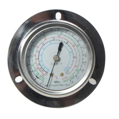 China Stainless Steel Case Brass Internal High Quality Pressure Gauge For R134a Refrigerant Pressure With Brass Internal for sale