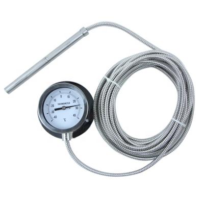 China All Stainless Steel 4 Inch 100mm Capillary Type Bimetallic Thermometer for sale