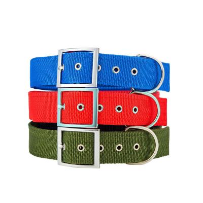 China Personalized Adjustable Metal Buckle Dog Collars for Dogs, Solid Color Classic Tough Nylon Collar, Padded Wide Pet Collars for Dogs for sale