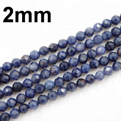 China DIY Jewelry Making Faceted Sapphire Beads Dark Round 2mm for sale