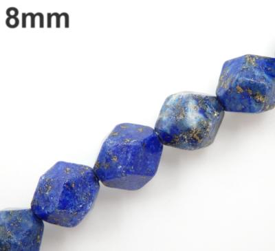 China DIY Jewelry Making A Grade Polyhedron Lapis Lazuli Natural Gemstone Beads 8mm Factory Wholesale for sale