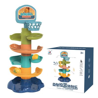 China Early Education 5 Layers Tower Ball Game Baby Shooting Lane Rolling Ball Spinning Toy HY-0288920 for sale