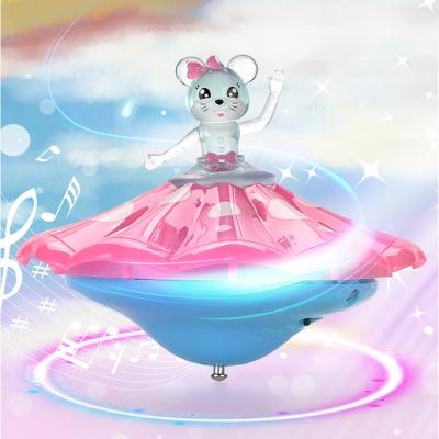 China Plastic New Style Spinning Electric Top Lights And Music Win Win Mouse Children Cartoon Flash Gyro Compass Toy for sale