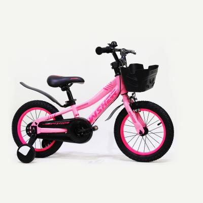 China Cheap Wholesale Beautiful 14 Inch Single Speed ​​Four Wheels Kids Bike With Basket for sale