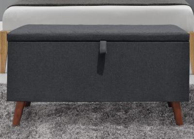 China Dark Grey Fabric Storage Ottoman for sale