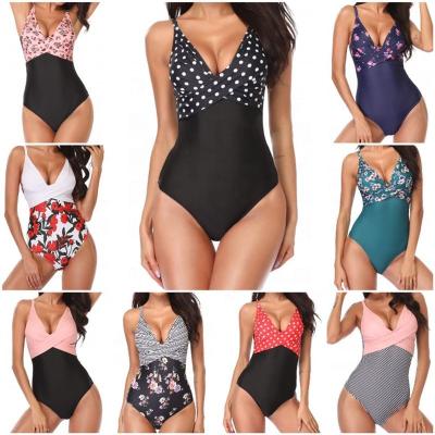 China Breathable Fast Delivery One-piece v-neck cross Women lady Female Bikini Swimwear Swimsuit Beachwear for sale