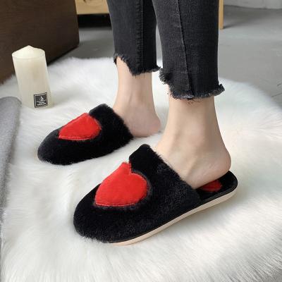 China 2021 fashion trend new fashion trend autumn and winter cotton slippers cartoon love flat-heeled female indoor warm non-slip slippers for sale