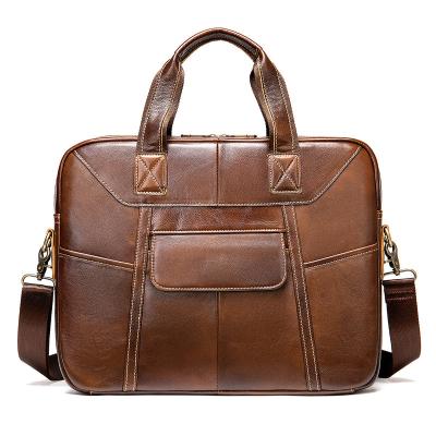 China 2020 high quality retro leather men's shoulder messenger bag trend of the top layer of the new retro handbag leather men's briefcase for sale