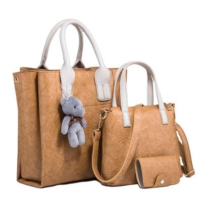 China Fashion 2021 American And European Stylish PU Leather Tote Bag With Large Capacity for sale