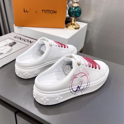 China Fashion Trend Wholesale Women's Canvas Shoes Custom Embroidery Printed White Sneakers Slippers Flat Shoes For Women Casual for sale