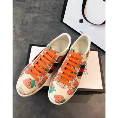 China Fashion Trend High quality and durable Brand G Casual Luxury Fashion shoes Girls Strawberry Stripe Pattern Women's Shoes for sale