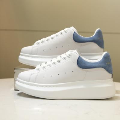 China Fashion Trend Men's Shoes Men's Leather Sneakers Thick Sole Heightened 4cm Casual Small White Shoes White Blue Tail for sale