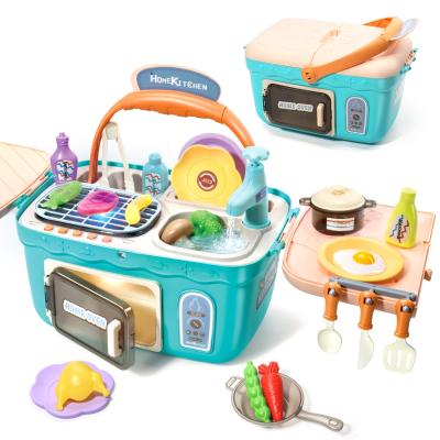 China Cute Plastic Stone Kids Picnic Set Set Creative DIY Cooking BBQ Set Toy Pretend Picnic Set Kids Play Toy For Children for sale