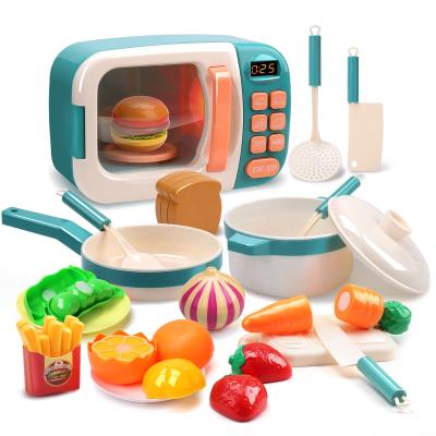 China Amazon Plastic Creative Hot Colorful ABS Kids Microwave Oven Cooking Kitchen Pretend Play Toys for sale