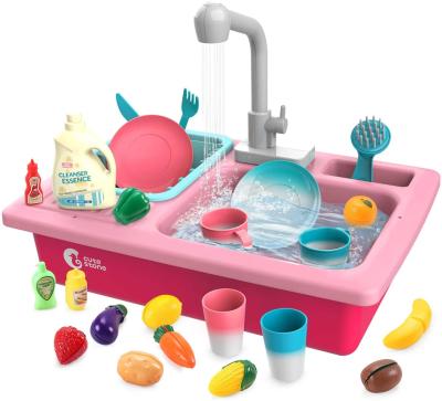 China Plastic Cute Stone Color Changing Kitchen Sink Toys, Pretend Play Kitchen Toys Kids Dishwasher Play Set Plastic Electric Toy for sale