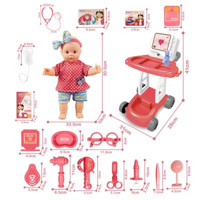 China Plastic Kids 3 in 1 Educational Doctor Set with Baby - Doll Pretend Play Plastic Doctor Toys Pretend Play Small for Girls Boys for sale