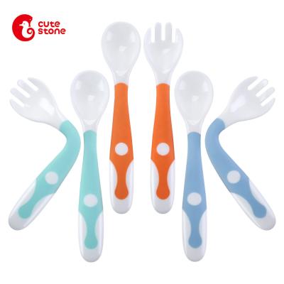 China First Stage Self Feeding Baby BPA Free Food Grade Utensils Toddler Training Gently Tipped Pre Spoon Set BPA Free Silicone Baby Spoon for sale