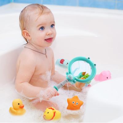 China Bath Toy HolyFun 16 Pack Color-changing Animal Recognition Fishing Toys Injecting 100% Non-Toxic Floating Baby Bath Toy for sale