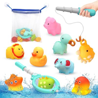 China HOLYFUN Bath Toy 11 Pack Color-Changing Floating Injection Fishing Game Bathtub Toy Interactive Animal Duck Bath Toy for sale