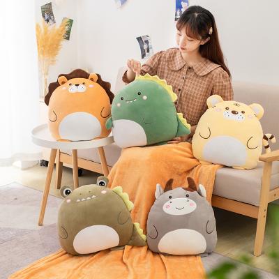 China Plush Air Conditioning OEM Stuffed Plaid Blanket 3 In 1 Pillow Cover Plush Cartoon Animal Blanket With Cushion for sale