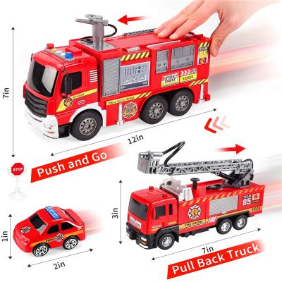 China Provide factory customization 7 in 1 pretend play firefighter plastic fire engine truck toy 40.8*16.5*18CM for sale