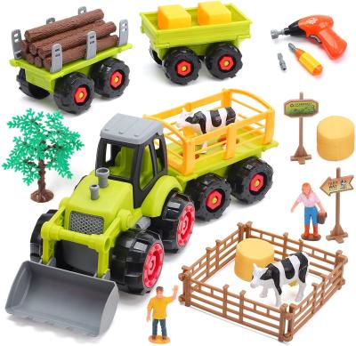 China CUTE STONE Kids Toddlers Learning Farm Animal Model Toys Take Apart Cultivating Vehicle Toy Set 32*20*18cm for sale