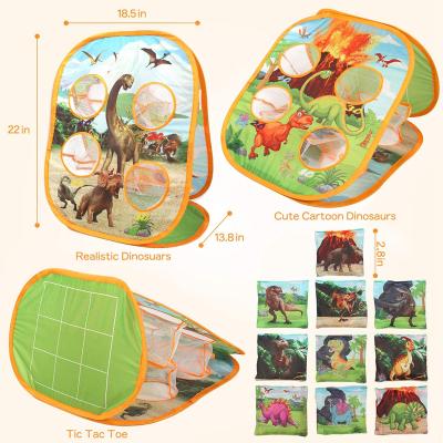 China Preschool Creative Throwing Knock Ball Sticky Target Outdoor Games Training Fun Dinosaur Toys Bean Bag Toss Game 26.2*24.6*6.5CM for sale