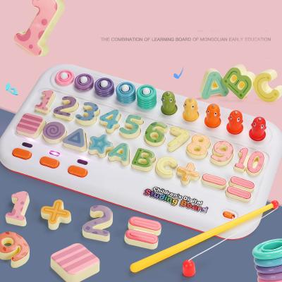 China New Arrival Early Education Puzzle 6 In 1 Shape Matching Board Number Recognition Activity Educational Baby Stacking Toy For Kids Toys Educational for sale