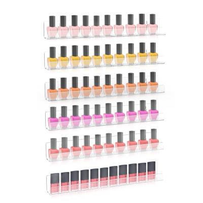 China Showing Nail Polish Bottle 6 Pack Clear Shelf Display Wall Acrylic Nail Polish Rack Nail Polish Organizer for sale