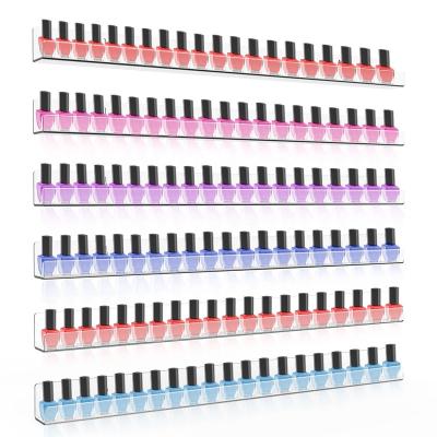 China Showing Nail Polish Bottle 24 Inch Acrylic Nail Polish Shelf Wall Rack Spice Perfume Display Acrylic Clear Shelf Nail Polish Organizers for sale