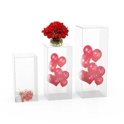 China Clear Acrylic Pedestals Clear Acrylic Pedestals Stand Flower Vase Pedestal For Wedding Decorations, One Set for sale