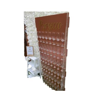 China Wedding/Party Rose Gold Color Acrylic Wedding Champagne Wall Pexiglass Champagne Cup Acrylic Display for sale