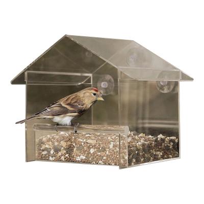 China Viable Acrylic Clear Window Bird Feeder Acrylic Bird Feeder With Hook for sale